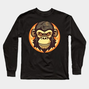 Adventurous Monkey: A Whimsical Cartoon Illustration Long Sleeve T-Shirt